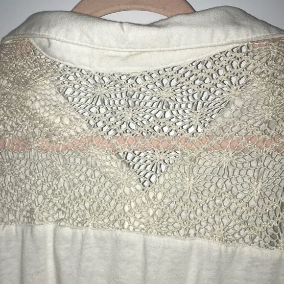 Joe Boxer White Crochet Button Up Crop Top Small S - Picture 6 of 11